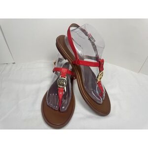 Michael Kors Sondra Women's Thong 10M Fushia Pink Leather Buckle Strap Sandals